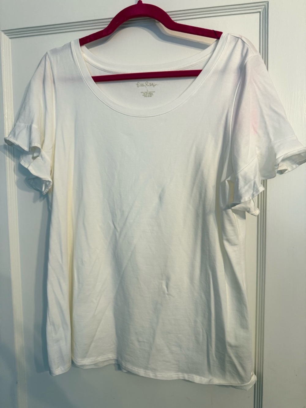 NWT Lilly Pulitzer White Short Sleeve Flutter-Sleeve Top